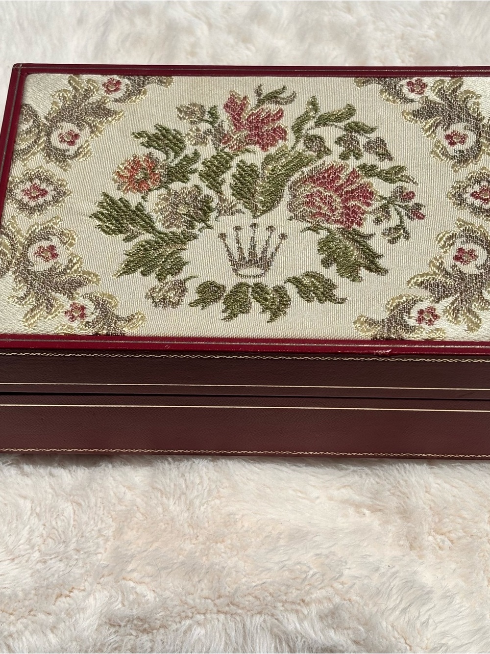 Authentic Vintage 1980s Rolex Embroidered Tapestry Presentation Watch Box